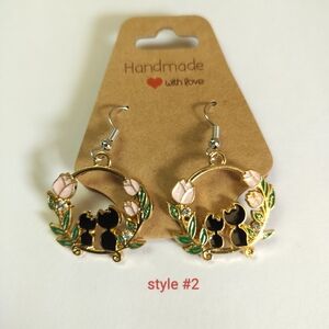 Cat Kitten Floral Earrings